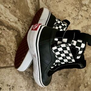Vans Kids Black and White Checkered High-Top Sneaker Boots